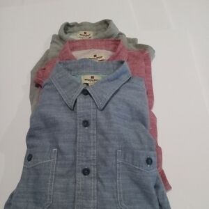 Woolrich Shirts Mens XL Lot 3 Short Sleeve Cotton Chambray Outdoor Casual Summer